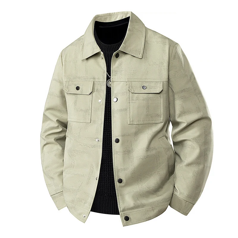 Herren Leichte Overshirt-Jacke mit dezenter Reptilprägung und Druckknopfverschluss Nord Taschen