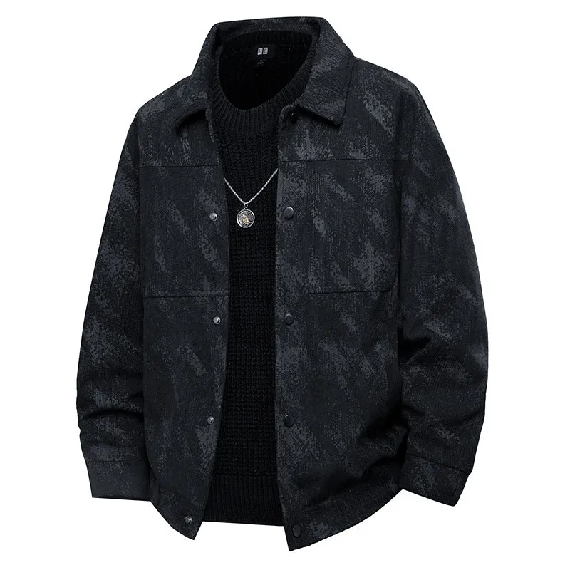 Herren Leichte Overshirt-Jacke mit dezenter Reptilprägung und Druckknopfverschluss Nord Taschen
