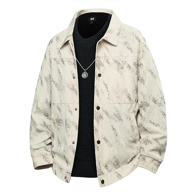 Herren Leichte Overshirt-Jacke mit dezenter Reptilprägung und Druckknopfverschluss Nord Taschen
