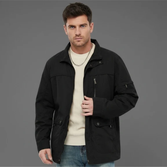 Herren leichte Outdoor-Utility Jacke mit Stehkragen Nord Taschen