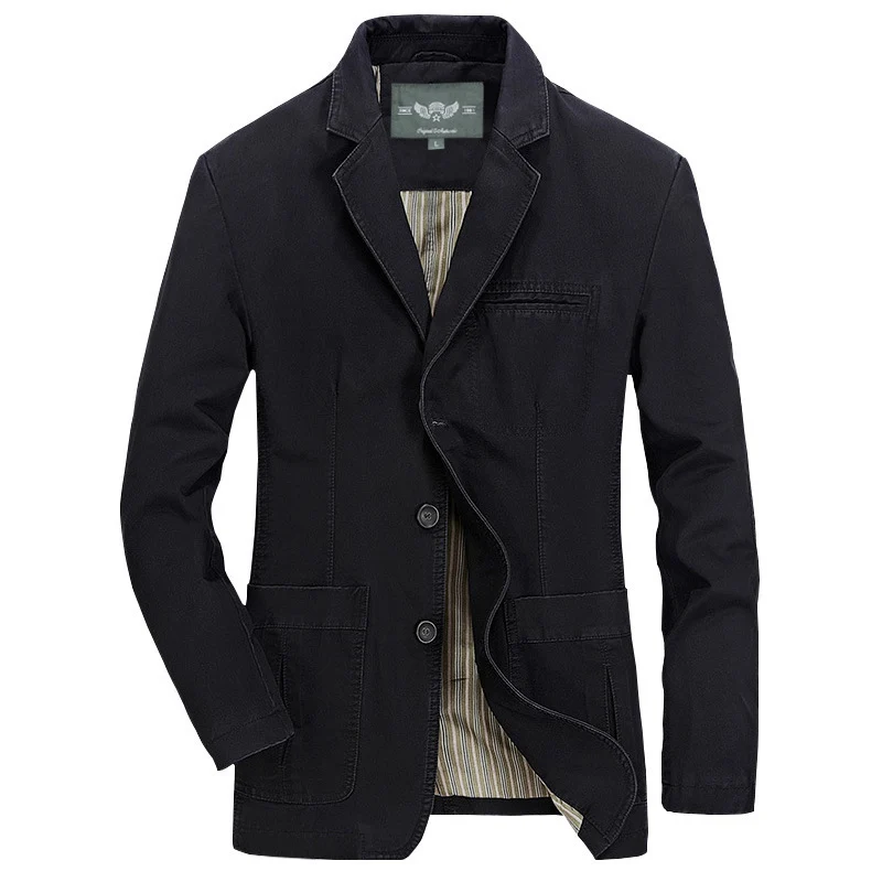 Herren Casual-Canvas-Sakko im Worker-Blouson-Stil mit Hemdkragen und aufgesetzten Taschen Nord Taschen