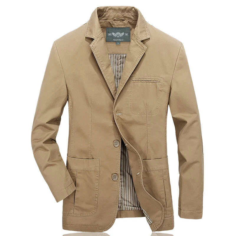 Herren Casual-Canvas-Sakko im Worker-Blouson-Stil mit Hemdkragen und aufgesetzten Taschen Nord Taschen