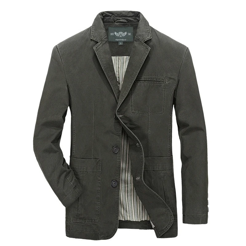 Herren Casual-Canvas-Sakko im Worker-Blouson-Stil mit Hemdkragen und aufgesetzten Taschen Nord Taschen