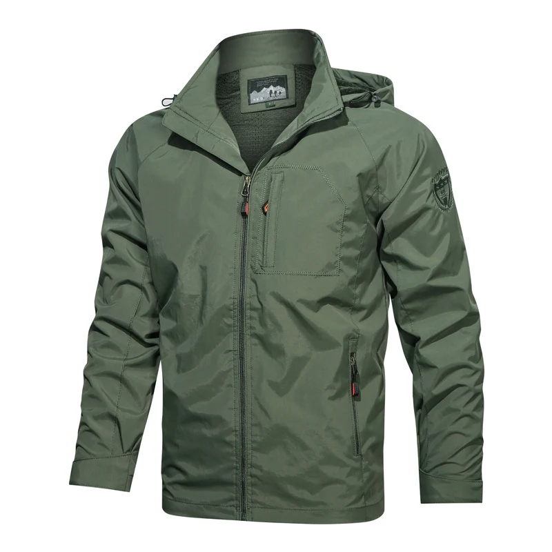 Herren leichte technische Übergangsjacke mit Kapuze, Brust-Organizerfach und verdeckten Reißverschlüssen Nord Taschen