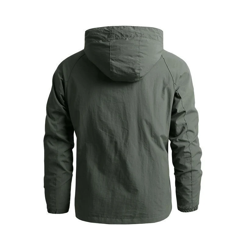 Herren leichte technische Kapuzen-Fieldjacke mit Brustreißverschluss und Multifunktions‑Taschen Nord Taschen
