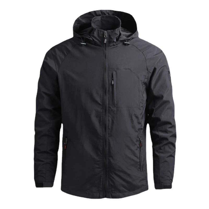 Herren leichte technische Fieldjacke mit Kapuze, wind- und wasserabweisender Shell sowie Utility-Taschen Nord Taschen