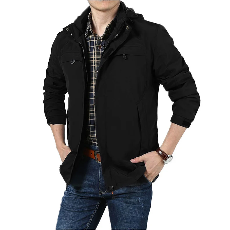 Herren leichte technische Fieldjacke mit Kapuze, Multifunktions-Taschen und windabweisender Shell Nord Taschen