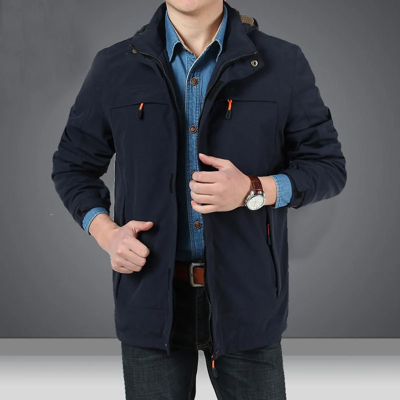 Herren leichte technische Fieldjacke mit Kapuze, Multifunktions-Taschen und windabweisender Shell Nord Taschen