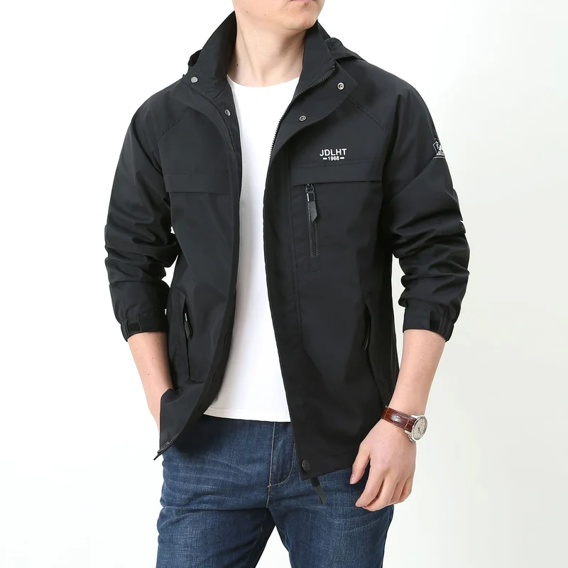 Herren Leichte Softshell-Utilityjacke mit Kapuze, winddichter Shell und Mehrfachtaschen Nord Taschen