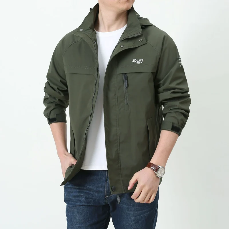Herren Leichte Softshell-Utilityjacke mit Kapuze, winddichter Shell und Mehrfachtaschen Nord Taschen