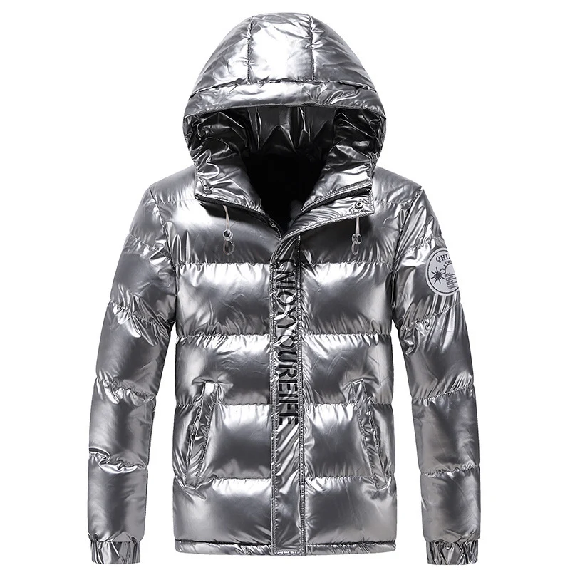 Herren glänzende gesteppte Thermo-Kapuzenjacke mit Metallic-Finish und wärmender Isolierung Nord Taschen