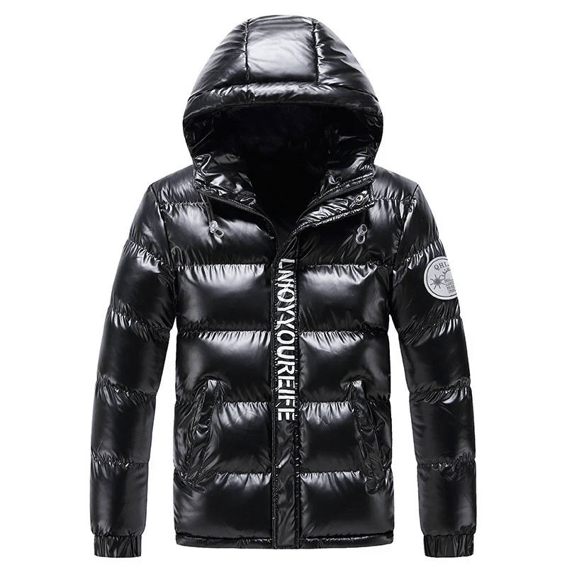 Herren glänzende gesteppte Thermo-Kapuzenjacke mit Metallic-Finish und wärmender Isolierung Nord Taschen
