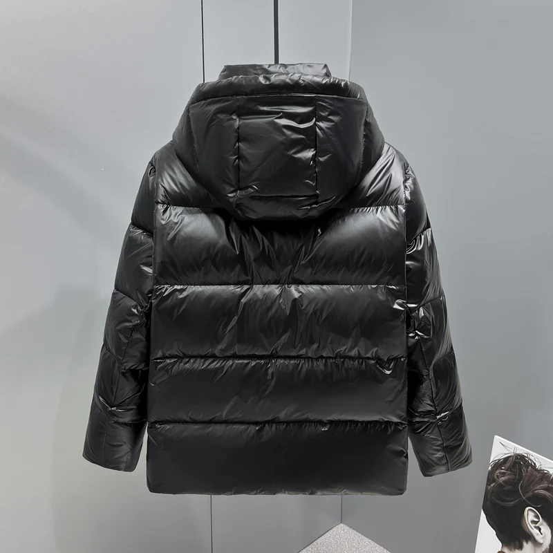 Herren glänzende gesteppte Daunenjacke mit Kapuze und hohem Kragen Nord Taschen
