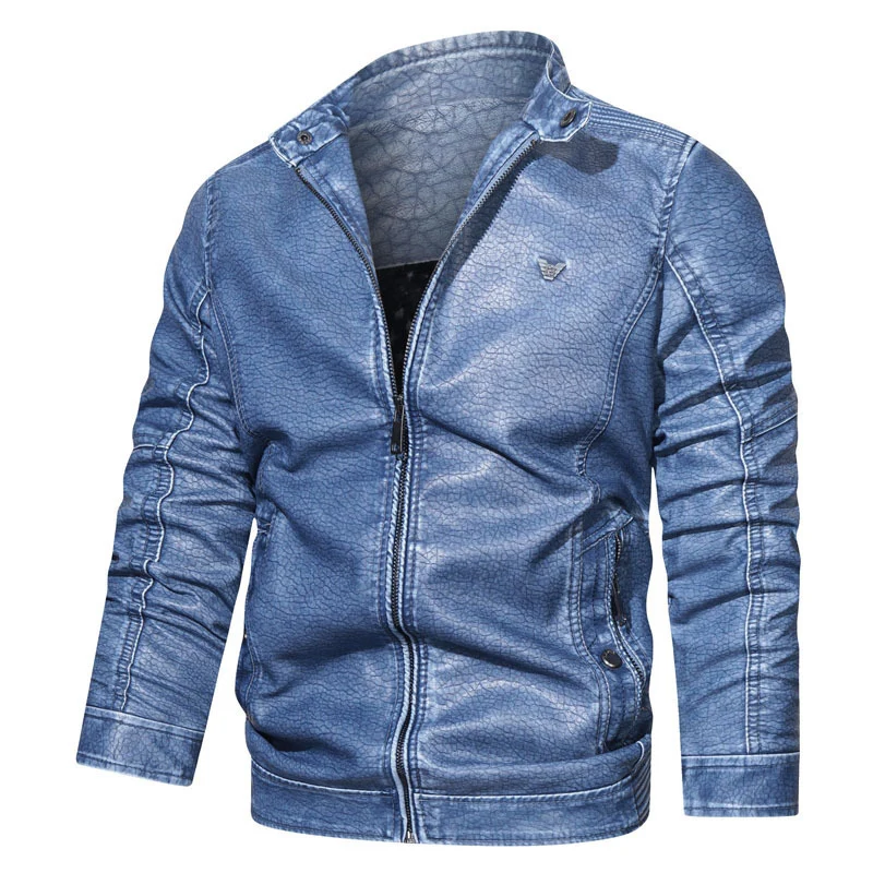 Herren gewaschene Kunstleder‑Pilotenblouson mit strukturierter Oberfläche und ergonomischen Ärmelnähten Nord Taschen