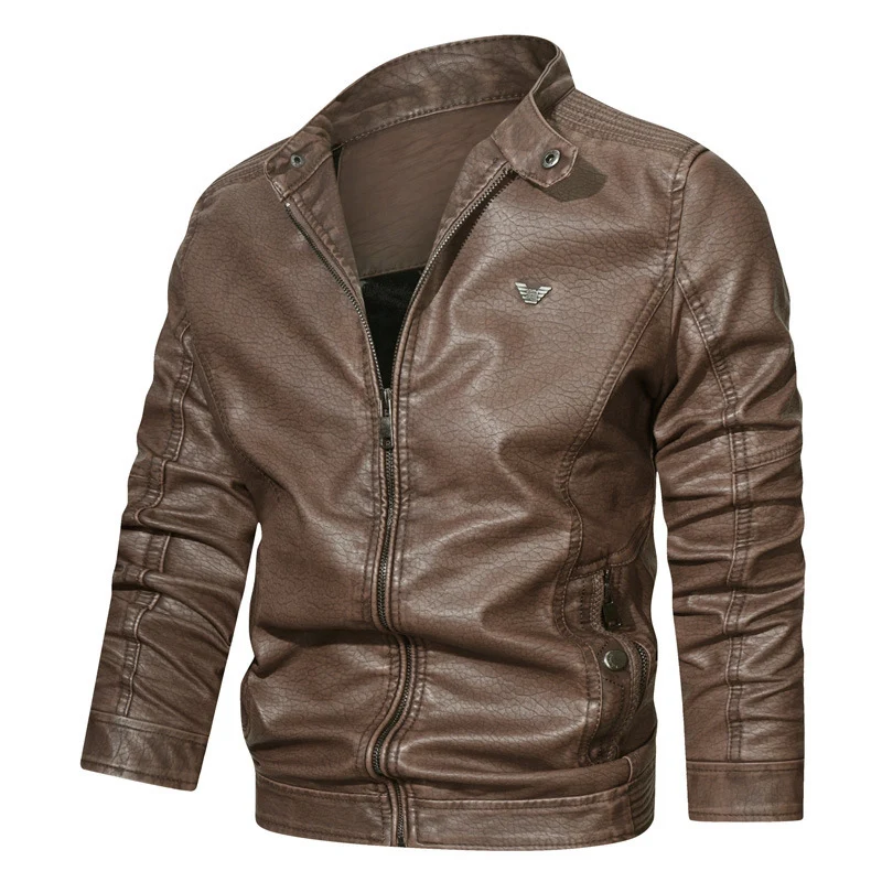 Herren gewaschene Kunstleder‑Pilotenblouson mit strukturierter Oberfläche und ergonomischen Ärmelnähten Nord Taschen