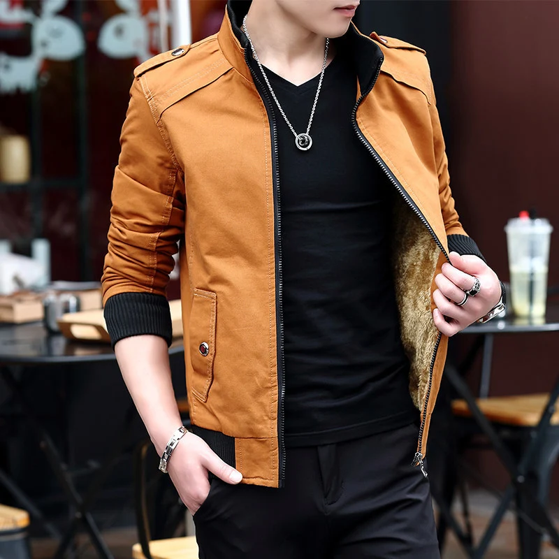 Herren Kurzblouson aus Canvas mit wärmender Teddyinnenfutter und Schulterepauletten Nord Taschen