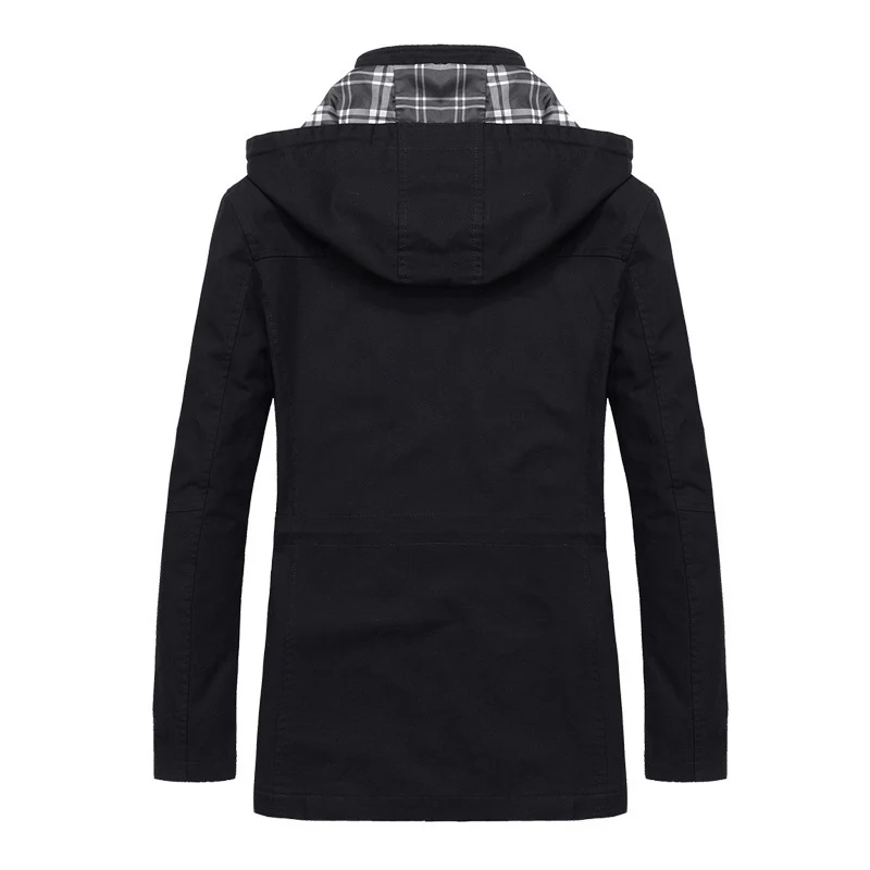 Herren Fieldparka im Urban-Utility Stil mit karierter Innenfutter, abnehmbarer Kapuze und Multifunktions‑Taschen Nord Taschen