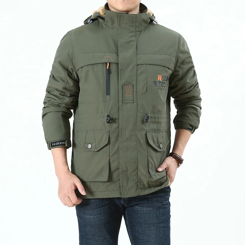 Herren Fieldjacke im Urban-Utility-Stil mit Mehrfachtaschen und hochschließendem Kragen Nord Taschen
