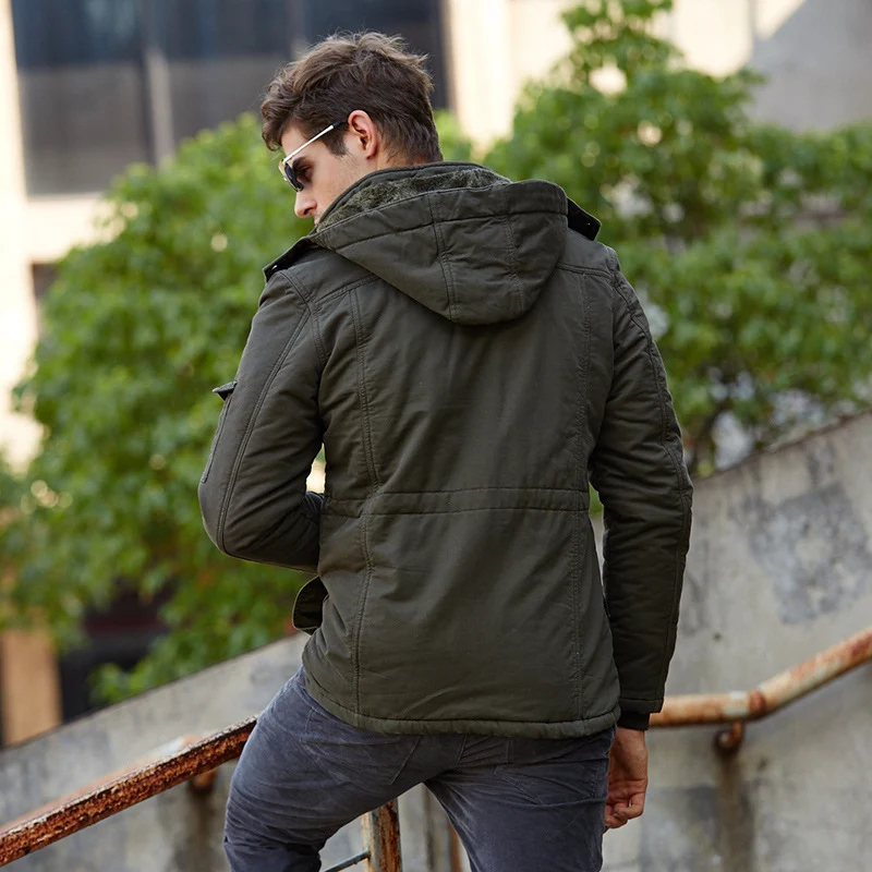 Herren Fieldjacke im Urban-Utility‑Stil mit Kapuze, Pattentaschen und Tunnelzug-Taille Nord Taschen