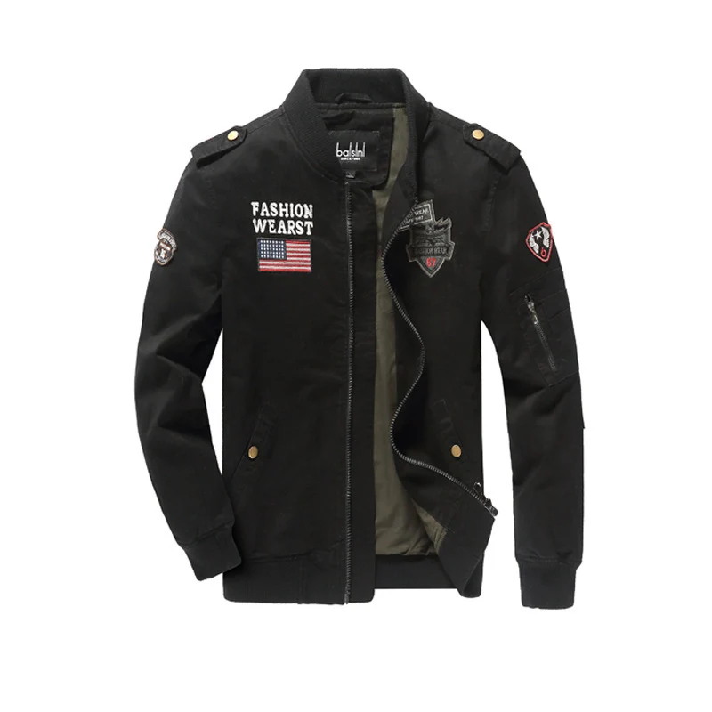 Herren Field-Bomberjacke im Pilotenstil mit Patch-Applikationen und Ärmeltasche Nord Taschen