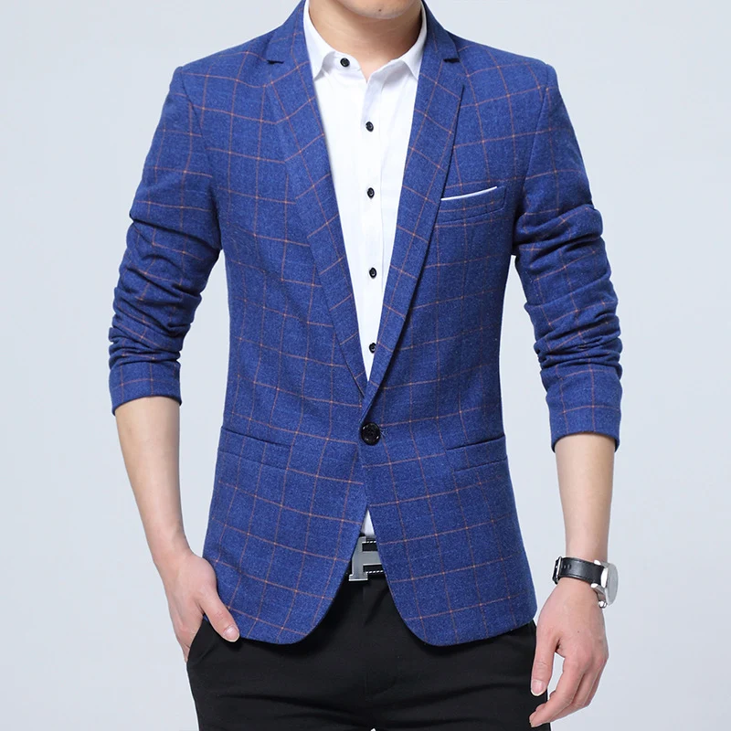 Herren Karierter Slim-Fit Sakko im Business-Casual Stil Nord Taschen