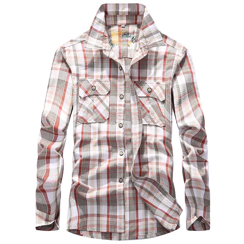 Herren Karierte Hemdjacke im Worker‑Style mit Brustpattentaschen Nord Taschen