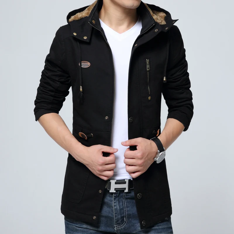 Herren Kapuzenparka mit Teddyfutter, Utility-Taschen und Kordzug Nord Taschen