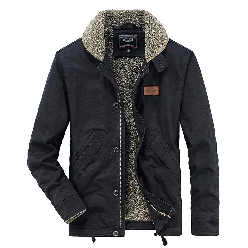 Herren Canvas-Workerjacke mit Sherpa-Futter, Stehkragen und Diagonal-Taschen Nord Taschen