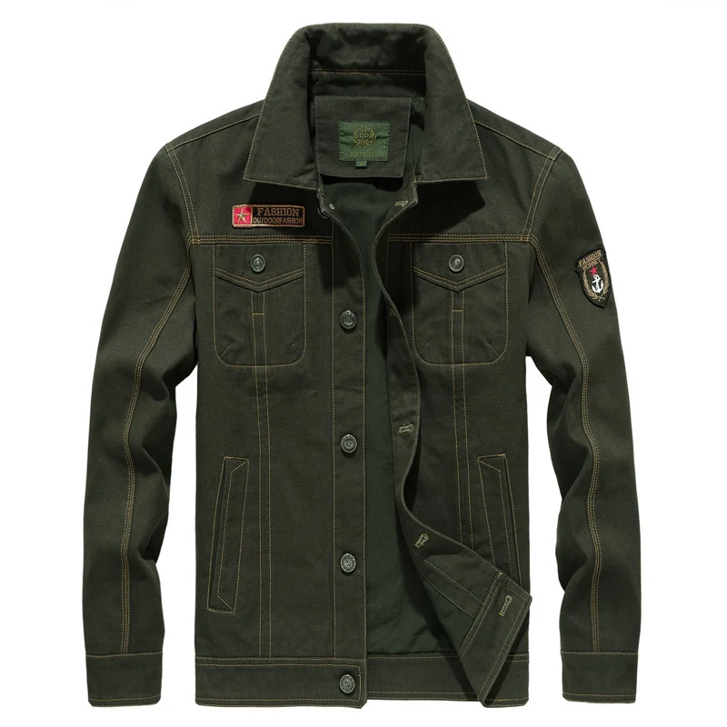 Herren Canvas-Workerjacke im Military-Utility-Stil mit Knopfverschluss, Abzeichen und Brustpattentaschen Nord Taschen
