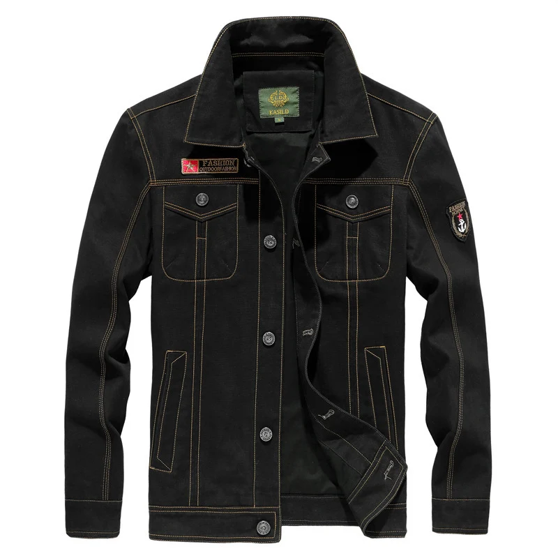 Herren Canvas-Workerjacke im Military-Utility-Stil mit Knopfverschluss, Abzeichen und Brustpattentaschen Nord Taschen