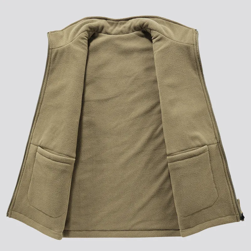 Herren gesteppte Outdoor‑Weste mit Fleece‑Innenlage, hohem Kragen und Multifunktions‑Klappentaschen Nord Taschen