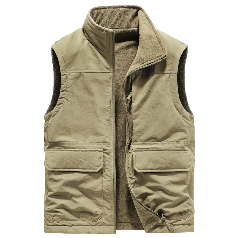 Herren gesteppte Outdoor‑Weste mit Fleece‑Innenlage, hohem Kragen und Multifunktions‑Klappentaschen Nord Taschen