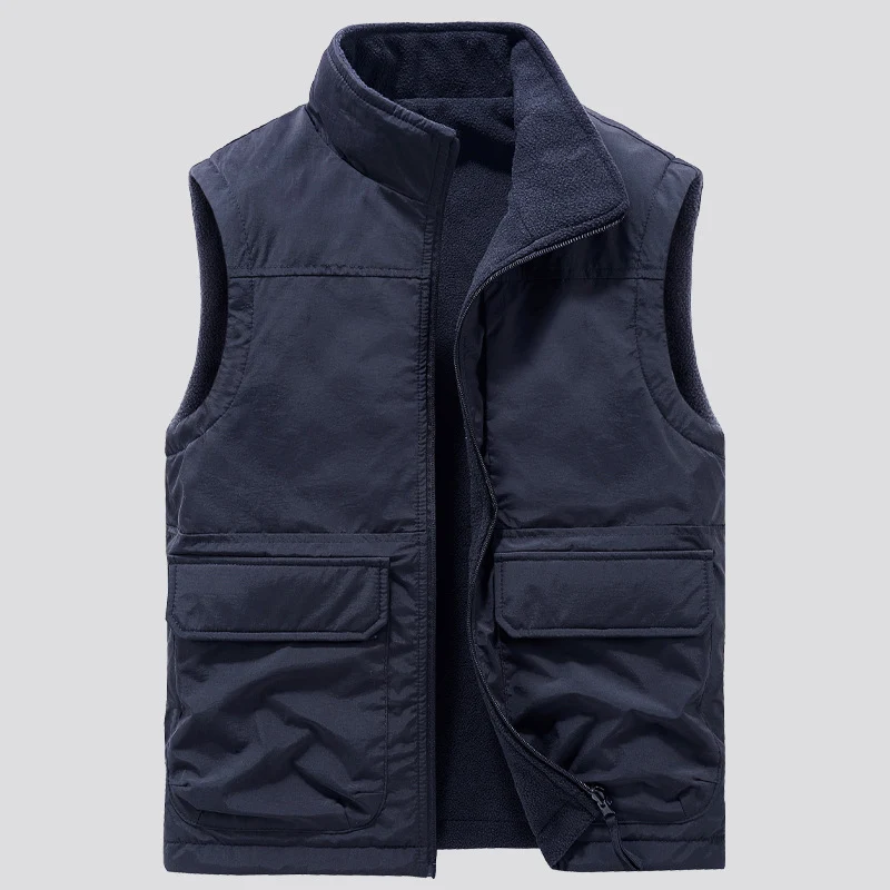 Herren gesteppte Outdoor‑Weste mit Fleece‑Innenlage, hohem Kragen und Multifunktions‑Klappentaschen Nord Taschen