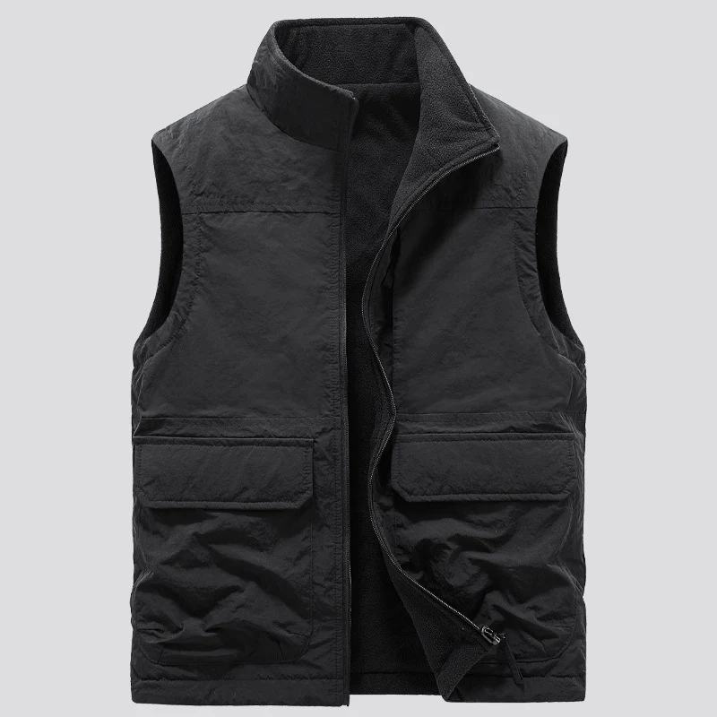 Herren gesteppte Outdoor‑Weste mit Fleece‑Innenlage, hohem Kragen und Multifunktions‑Klappentaschen Nord Taschen