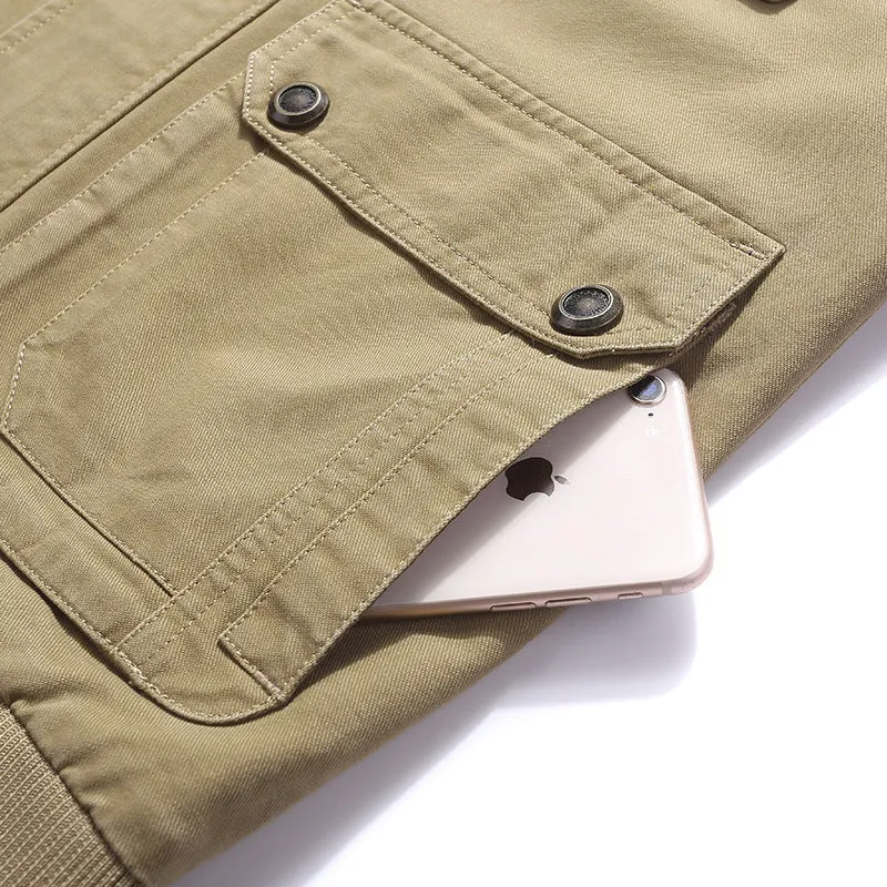 Herren Canvas Utility-Weste mit mehreren Außentaschen, Reißverschluss und Stehkragen Nord Taschen