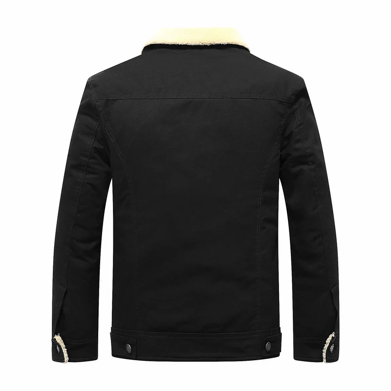 Herren Canvas-Truckerjacke mit Teddyfleece-Innenfutter und Pattentaschen Nord Taschen