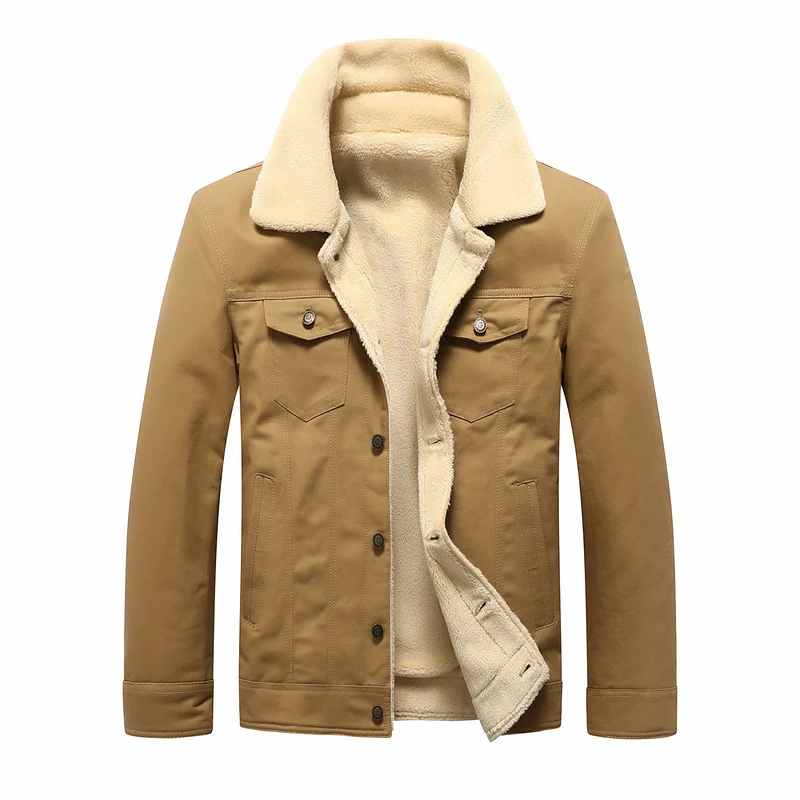 Herren Canvas-Truckerjacke mit Teddyfleece-Innenfutter und Pattentaschen Nord Taschen