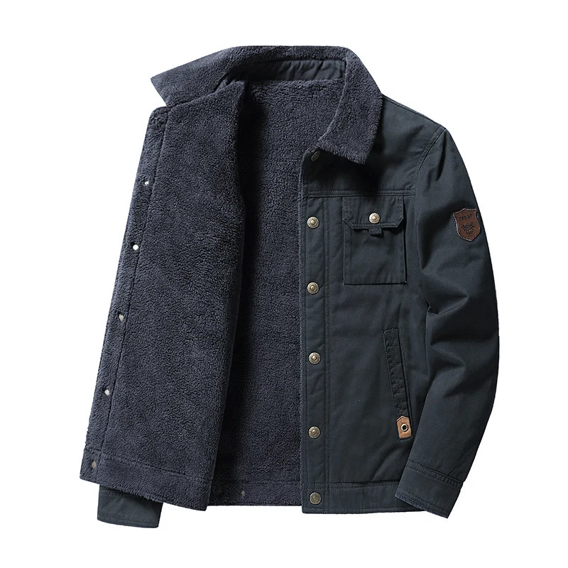 Herren Canvas-Trucker-Overshirt mit durchgehendem Teddyfleece-Innenfutter und Hemdkragen Nord Taschen