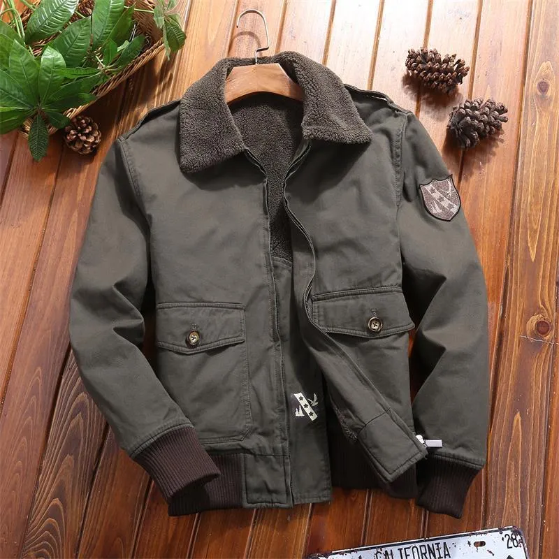 Herren Canvas-Pilotenjacke mit Teddyfutter, gerippten Bündchen und Pattentaschen Nord Taschen