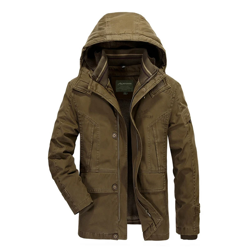 Herren Kapuzenparka mit Teddyfutter und multifunktionalen Utility‑Taschen Nord Taschen