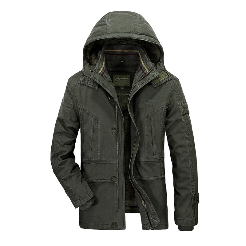 Herren Kapuzenparka mit Teddyfutter und multifunktionalen Utility‑Taschen Nord Taschen
