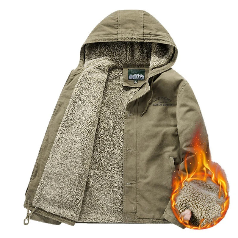 Herren Kapuzenjacke mit Sherpa-Futter und winddichter Canvas-Optik Nord Taschen