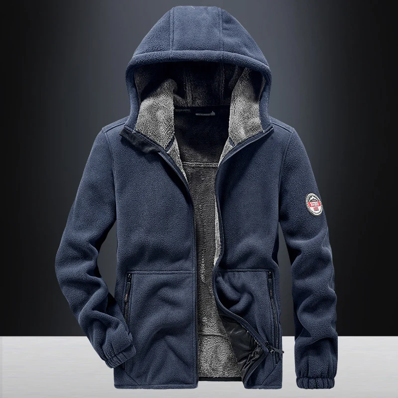 Herren Kapuzen-Fleecejacke mit Teddyfutter, durchgehendem Reißverschluss und Reißverschlusstaschen Nord Taschen