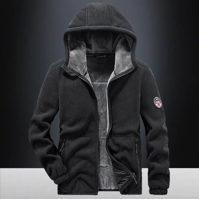 Herren Kapuzen-Fleecejacke mit Teddyfutter, durchgehendem Reißverschluss und Reißverschlusstaschen Nord Taschen