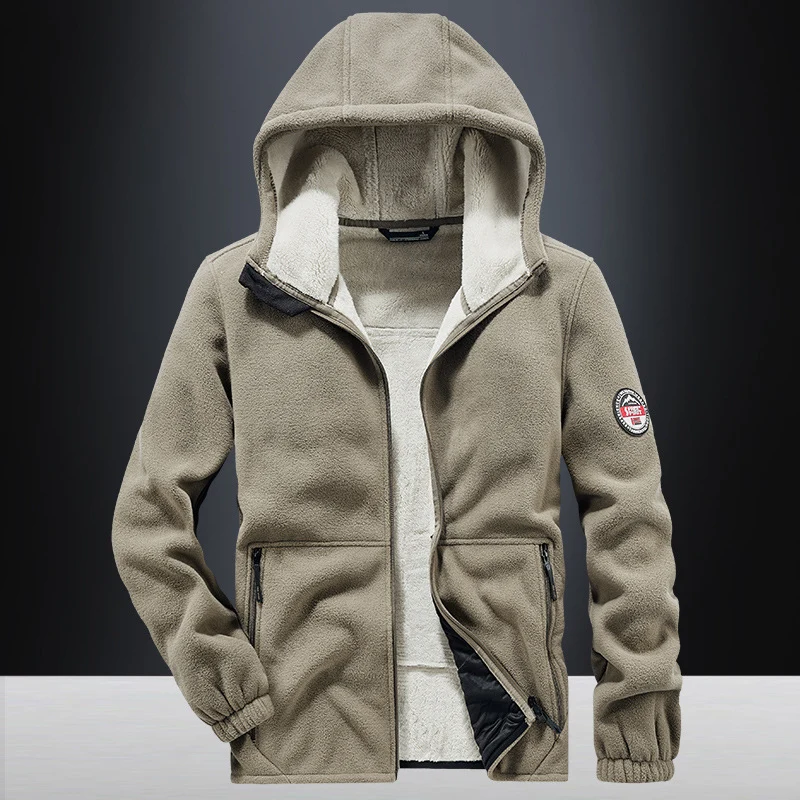 Herren Kapuzen-Fleecejacke mit Teddyfutter, durchgehendem Reißverschluss und Reißverschlusstaschen Nord Taschen