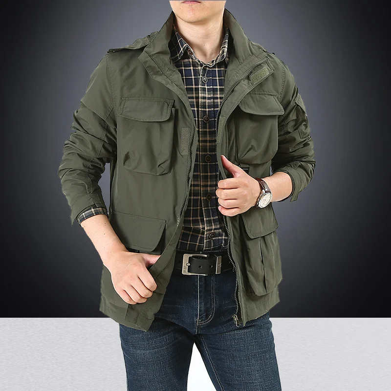 Herren Feldjacke im Utility‑Style mit Mehrfachtaschen, hohem Stehkragen und Reißverschluss Nord Taschen