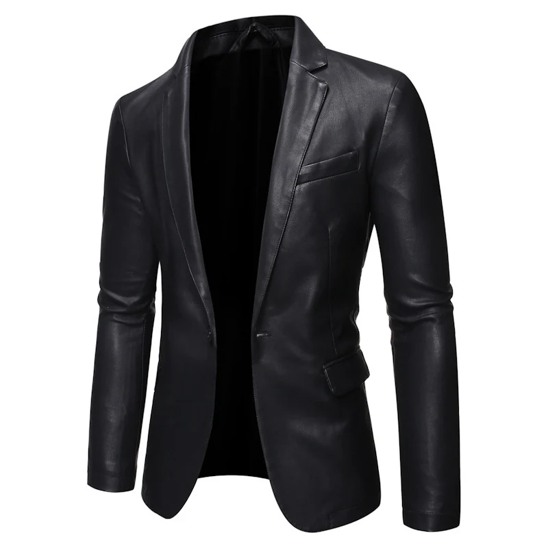 Herren Elegantes Lederblazer-Sakko im Slim-Fit mit Reverskragen Nord Taschen