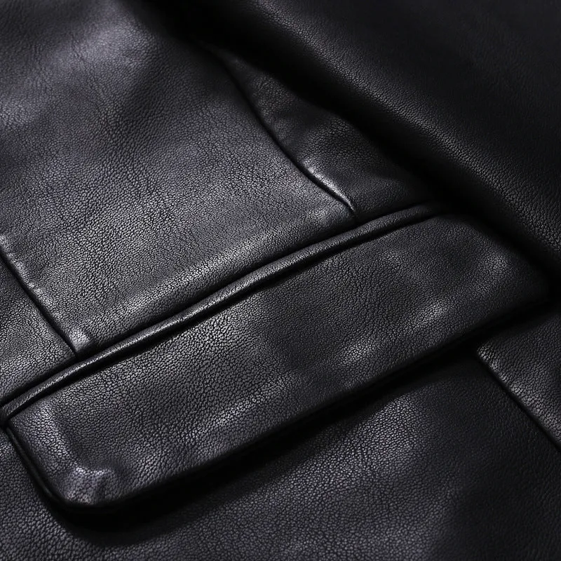 Herren Elegantes Lederblazer-Sakko im Slim-Fit mit Reverskragen Nord Taschen
