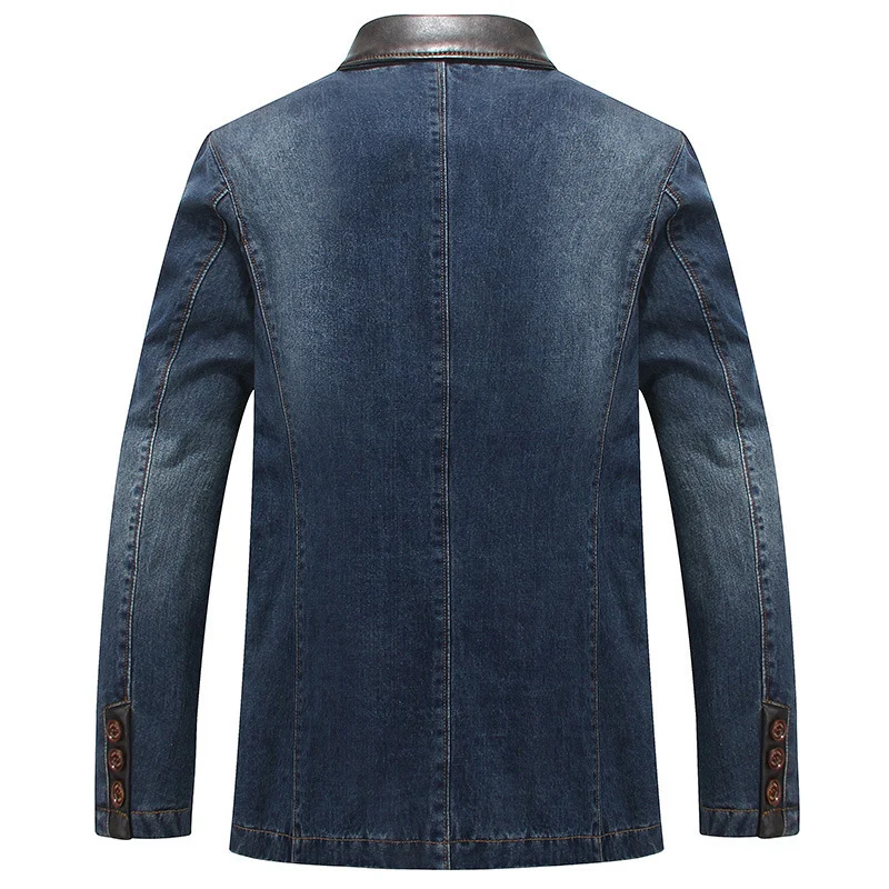 Herren Elegantes Denim-Sakko im Blazerstil mit Kunstlederbesatz und Paisley-Futter Nord Taschen