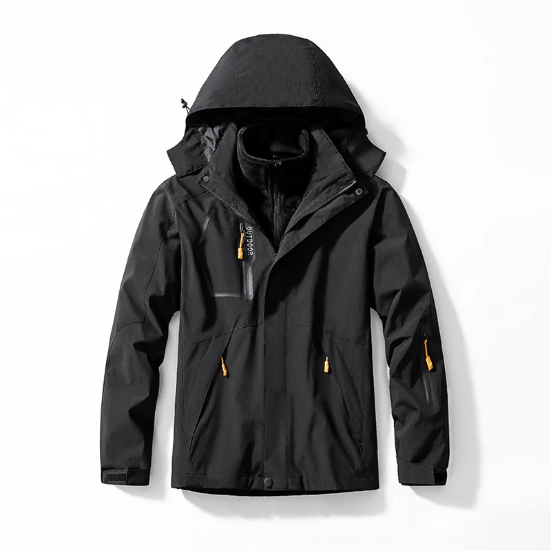 Herren Drei-in-eins Outdoor-Softshelljacke mit abnehmbarer Fleece-Innenjacke und Kapuze Nord Taschen